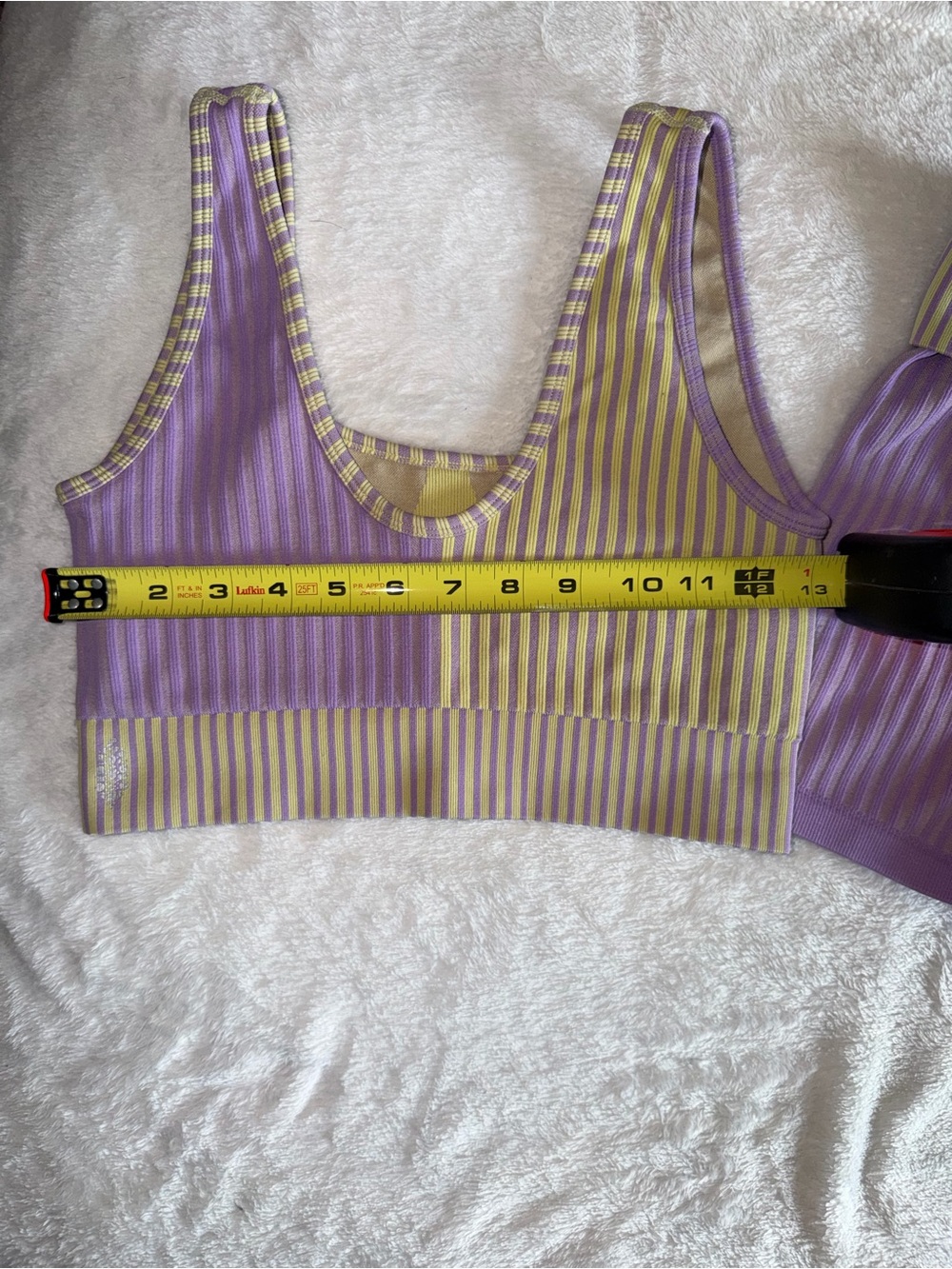 Striped Lavender & Olive Ribbed Active Set - Crop Tank + Biker Shorts - Picture 6 of 15